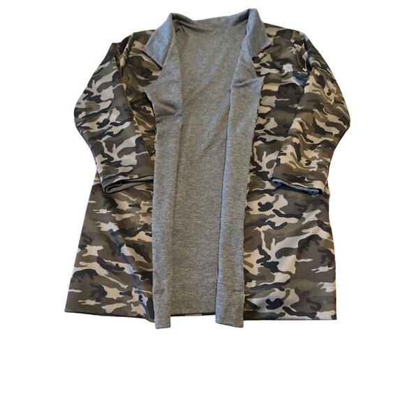 Kokoon Reversible Gray Open Cardigan With Camouflage Print M R House Coat - Picture 2 of 7
